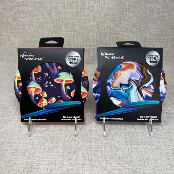 Set of 2 Waboba Wingman Silicone Foldable Disc Fly it Anywhere! Fly over 130 ft!